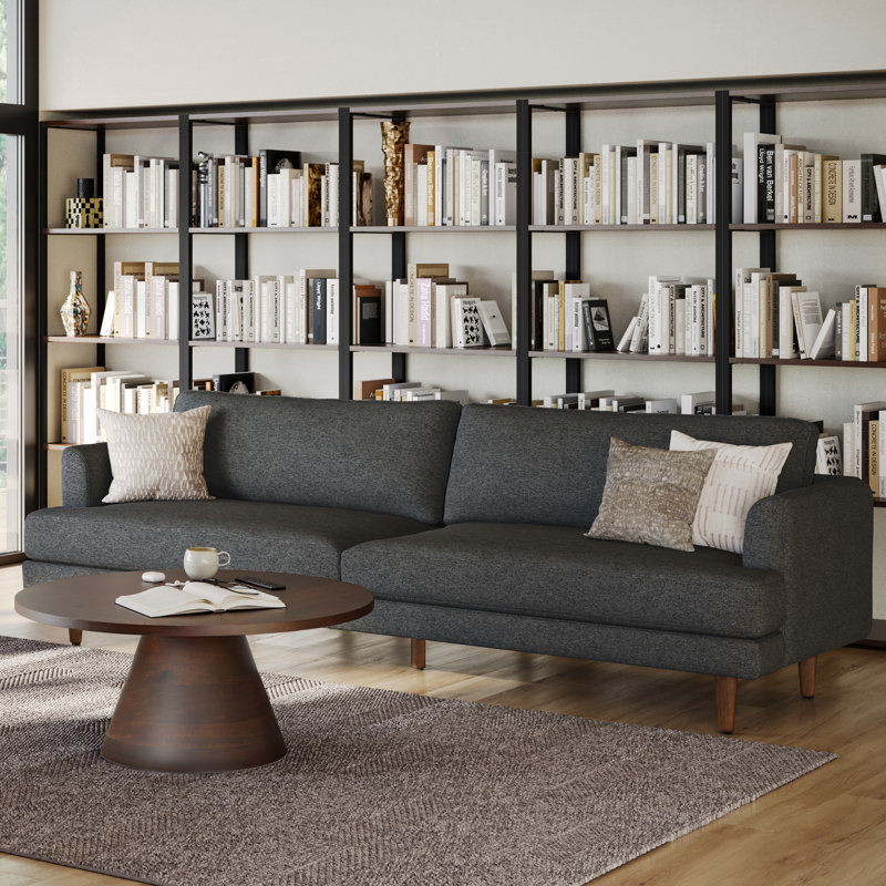 Simpli Home Livingston Woven-Blend Fabric Mid-Century Modern Sofa